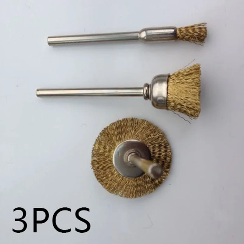 

3pc Copper Wire Wheel Cup Brushes Bits Set Rust Paint Remover For Rotary Tool For Cleaning Deburring Dust Remove The Oxide Layer