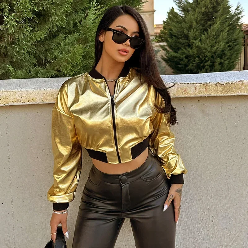 Europe and the United States women clothing autumn and winter fashion bronzed metal color contrast long sleeve jacket short coat
Europe and the United States women clothing autumn and winter fashion bronzed metal color contrast long sleeve jacket short coat