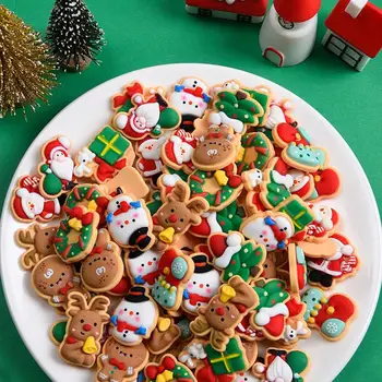 산타 클로스 눈사람 크리스마스 새끼 사슴 송진 스티커, 크리스마스 만화 귀여운 장식, 책 커버 머리핀에 적합