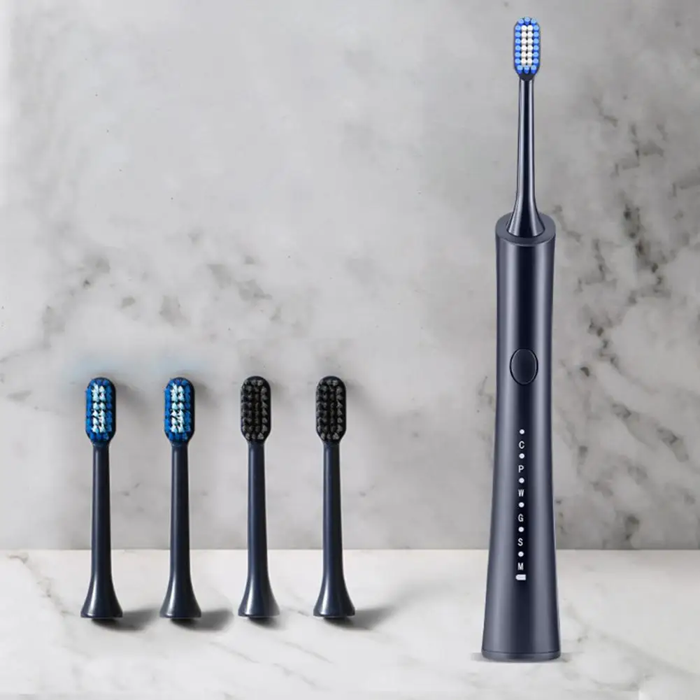 

Регулируемая электрическая зубная щетка, улучшенная электрическая зубная щетка с 5 насадками, 6 режимами таймеров, водонепроницаемость Ipx7 для мужчин