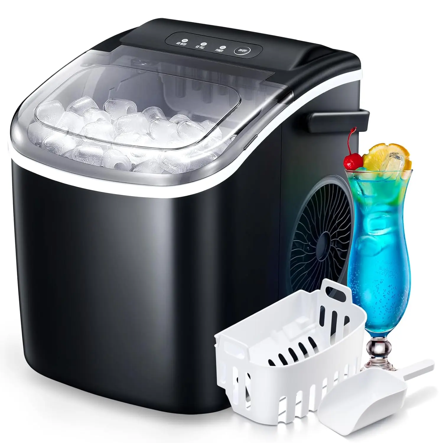 Ice Maker - Countertop Ice Machine with Self-Cleaning, 26.5lbs/24Hrs, 9 Ice Cubes in 6 Mins, Ice Basket and Scoop, for , Kitc
Ice Maker - Countertop Ice Machine with Self-Cleaning, 26.5lbs/24Hrs, 9 Ice Cubes in 6 Mins, Ice Basket and Scoop, for , Kitc