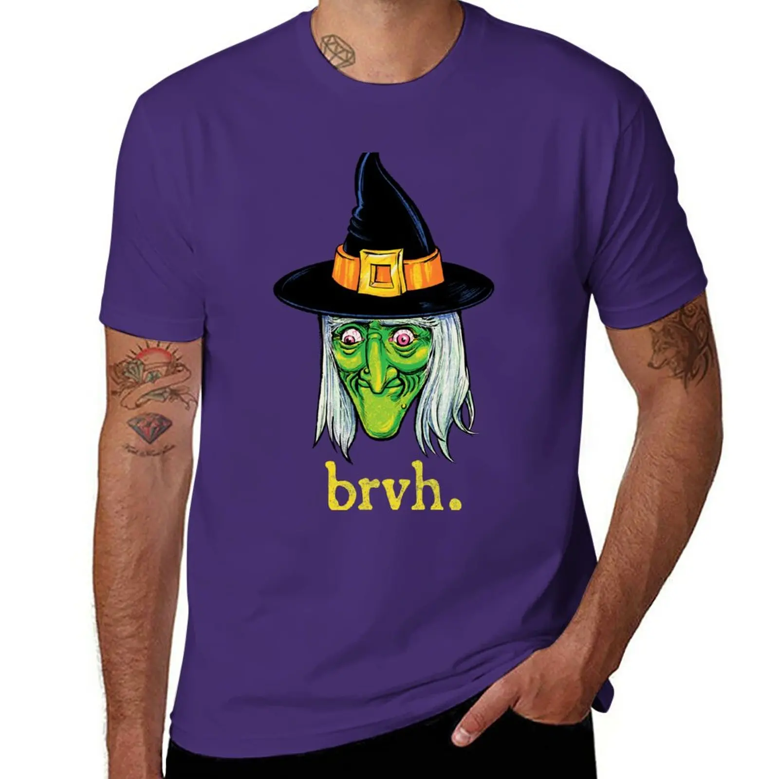 

Новинка, Винтажная футболка на Хэллоуин с изображением ведьмы, волшебного момента, Мужская футболка с графическим рисунком, большие и высокие футболки