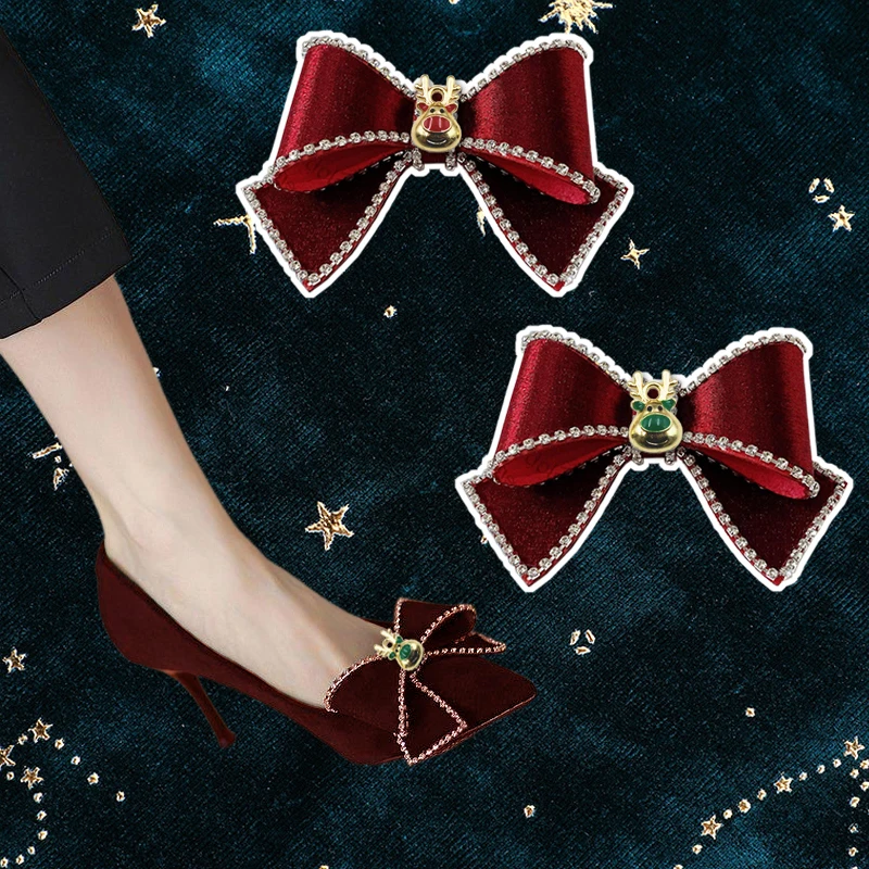 2 Pcs Christmas Deer Bow Shoe Clips Detachable Pumps Shoe Buckle Rhinestone Shoe Embellishment for Xmas DIY Decoration Gifts
2 Pcs Christmas Deer Bow Shoe Clips Detachable Pumps Shoe Buckle Rhinestone Shoe Embellishment for Xmas DIY Decoration Gifts