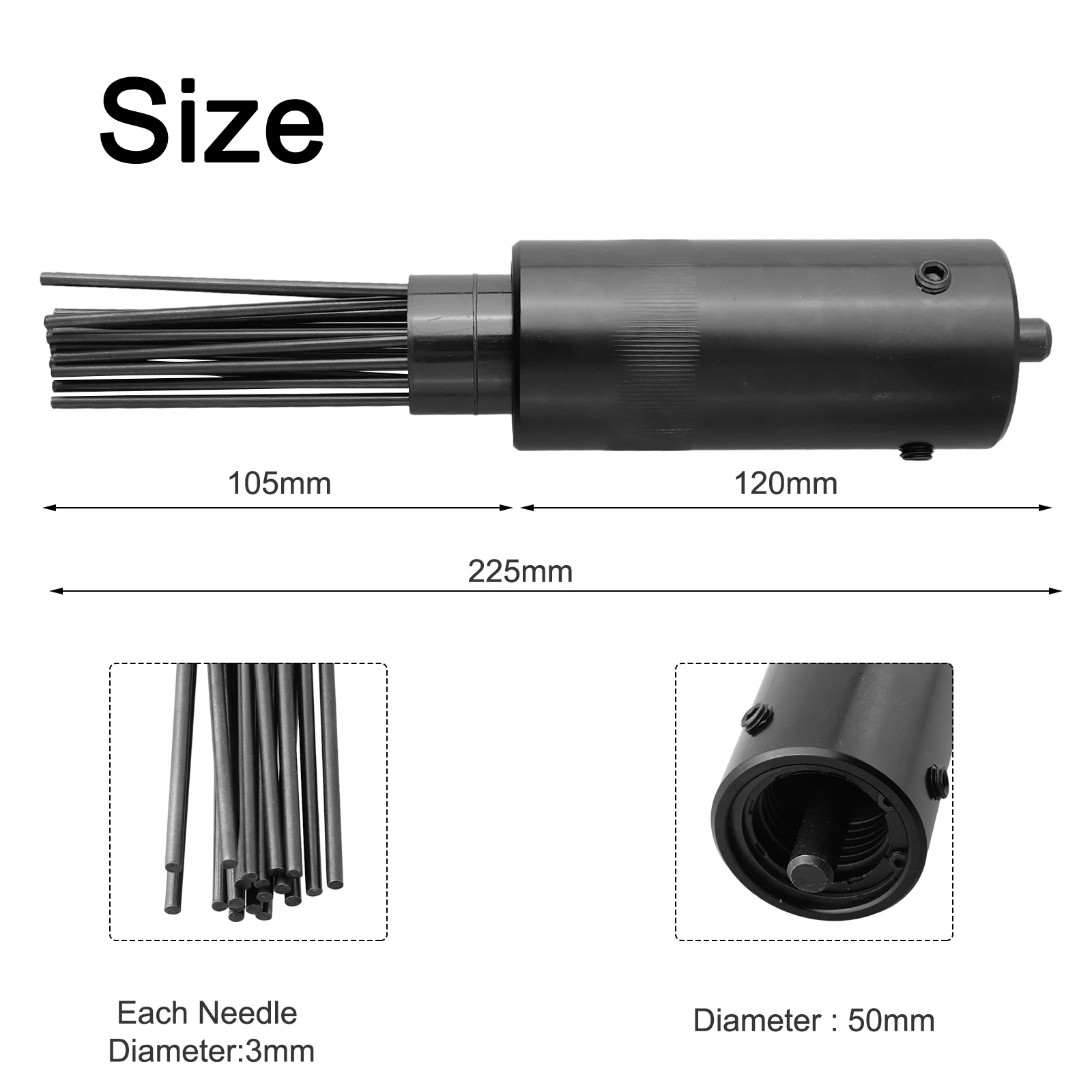 Home Deruster Head 19 Needle 225*50mm Black For Pneumatic Air High Carbon Steel Rust Removal Rust Removel Brand New
Home Deruster Head 19 Needle 225*50mm Black For Pneumatic Air High Carbon Steel Rust Removal Rust Removel Brand New