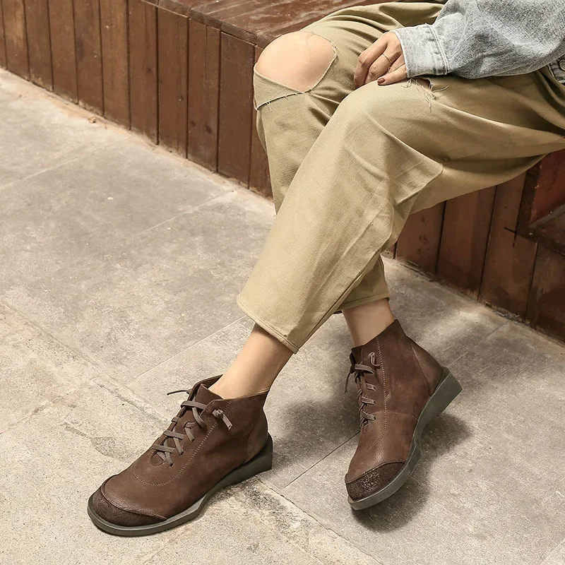 Birkuir Genuine Leather Women Ankle Boots Luxury Low Heel High Top Mixed Colors Sewn Short Boots Lace Up Luxury Ladies Boots
Birkuir Genuine Leather Women Ankle Boots Luxury Low Heel High Top Mixed Colors Sewn Short Boots Lace Up Luxury Ladies Boots