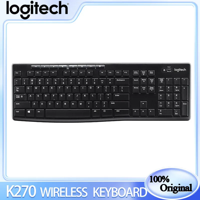 

Logitech K270 Wireless Keyboard for Windows 2.4 GHz Wireless Full-Size 8 Multimedia Keys 2.4GHz USB Computer Wireless Keyboard