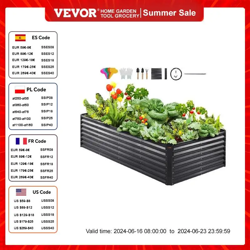 VEVOR Raised Garden Bed Metal Outdoor Planting Boxes with Open Base for Growing Flowers/Vegetables/Herbs in Garden/Patio/Balcony
VEVOR Raised Garden Bed Metal Outdoor Planting Boxes with Open Base for Growing Flowers/Vegetables/Herbs in Garden/Patio/Balcony