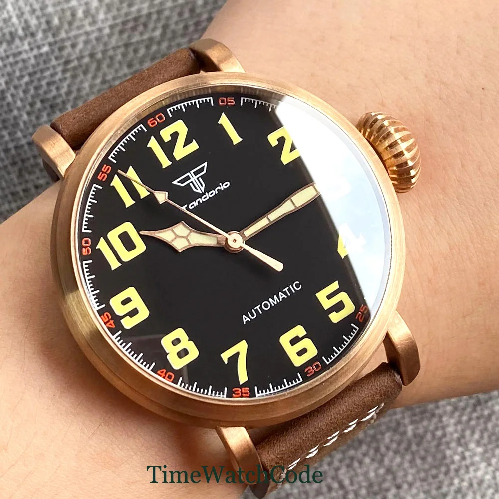 

Tandorio 47mm NH35/PT5000 Diver Men's Automatic Watch CUSN8 Solid Bronze or 316L Steel Case 10ATM Sapphire Crystal Black Dial