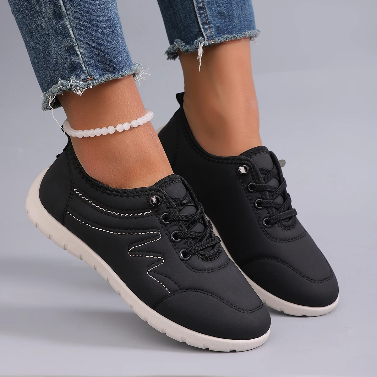 Spring new women's sports shoes, fashionable, breathable, lightweight, non-slip, wear-resistant, casual sports shoes, flat shoes 28 S59a4bd1d37b14607a54a3d3d992181017