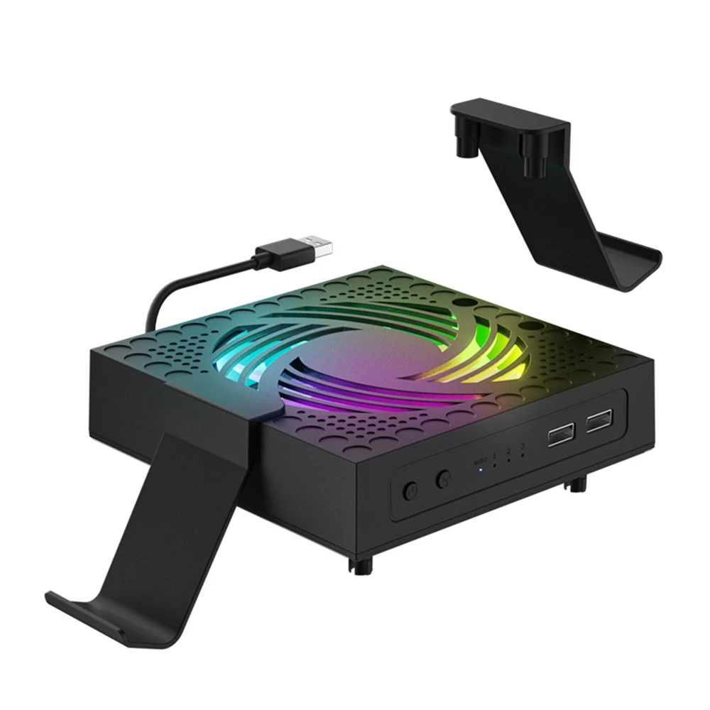 RGB Colorful Cooling Fan for Xbox Series X Host Console Adjustable Wind Speed Heat Dissipation Fan with USB Charging Port
RGB Colorful Cooling Fan for Xbox Series X Host Console Adjustable Wind Speed Heat Dissipation Fan with USB Charging Port