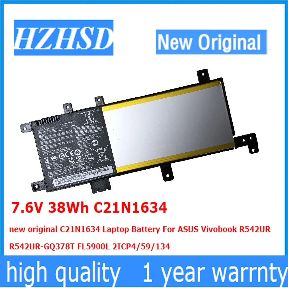 7.6V 38Wh C21N1634 new original C21N1634 Laptop Battery For ASUS Vivobook R542UR R542UR-GQ378T FL5900L 2ICP4/59/134
7.6V 38Wh C21N1634 new original C21N1634 Laptop Battery For ASUS Vivobook R542UR R542UR-GQ378T FL5900L 2ICP4/59/134
