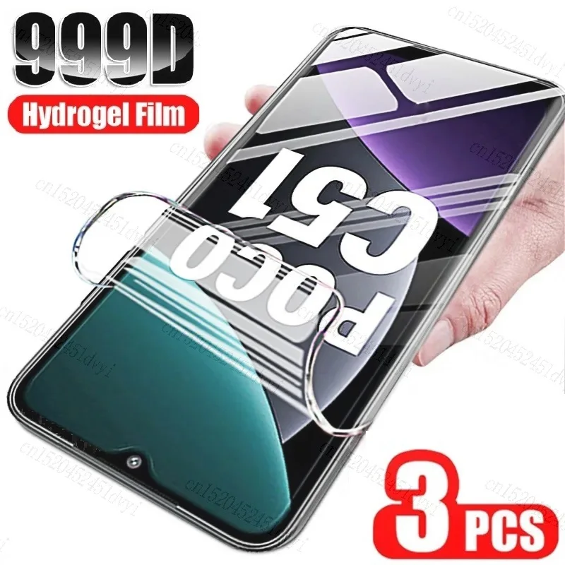 

3PCS Hydrogel Film For Xiaomi Poco C40 C50 C51 C55 F5 X5 Pro Redmi 12 4G 5G A1 A2+ Plus 10 10A 10C 12C Screen Protector Film