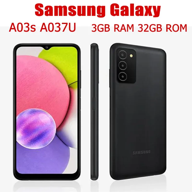 

Оригинальный разблокированный телефон Samsung Galaxy A03s A037U, экран 6,5 дюйма, Восьмиядерный, 3 Гб ОЗУ 32 Гб ПЗУ, LTE, 1 SIM-карта, тройная камера, 13 МП, сканер отпечатков пальцев