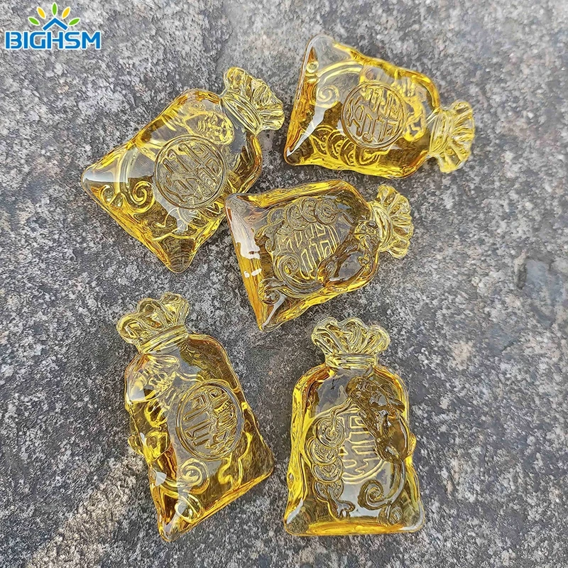 

1Pcs Citrine Money Bag Ingot Coin Lucky Rich Feng Shui Ornament Office Living Room Table Decoration Glass Crystal Crafts Gift