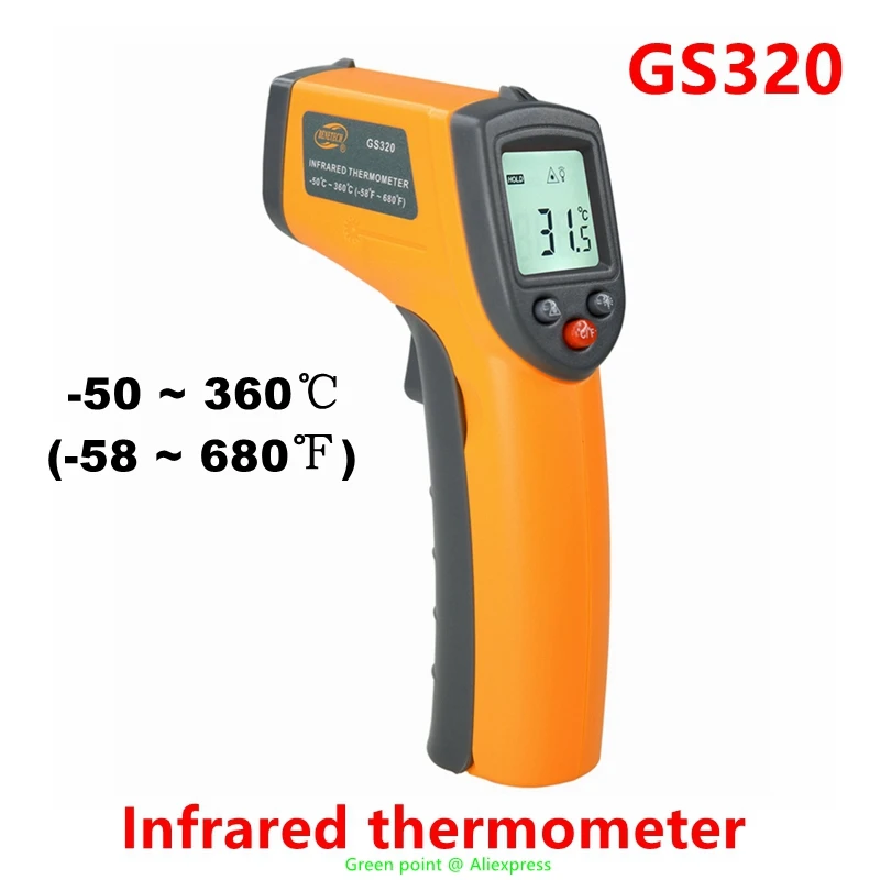 

5PCS Portable Digital GS320 Infrared Thermometer -50 ~ 360℃ (-58 ~ 680℉) Non-contact Laser Temperature Meter With LCD Backlight