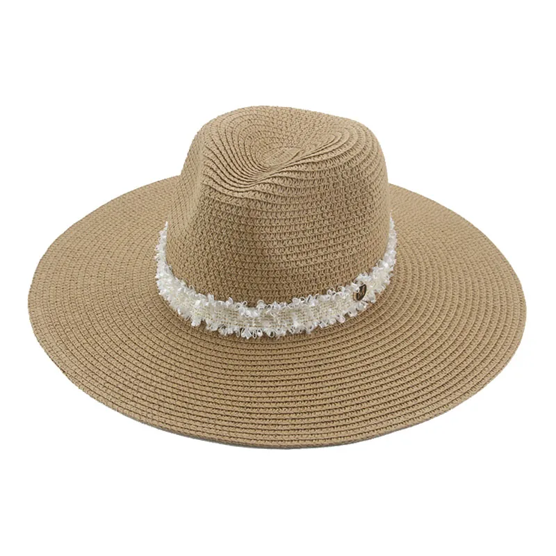 

Hat Bucket Hat Summer Straw Hats for Women Men Big Brim 11cm Panamas Cap Female Sun Hats Beach Khaki White Solid Chapeau Femme