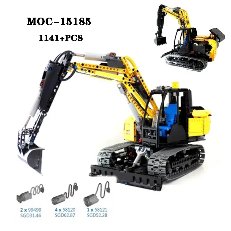 

Classic MOC-15185 Building Block Engineering Crawler Excavator Assembly 1141+PCS Parts Model Adult and Children's Toy Gift