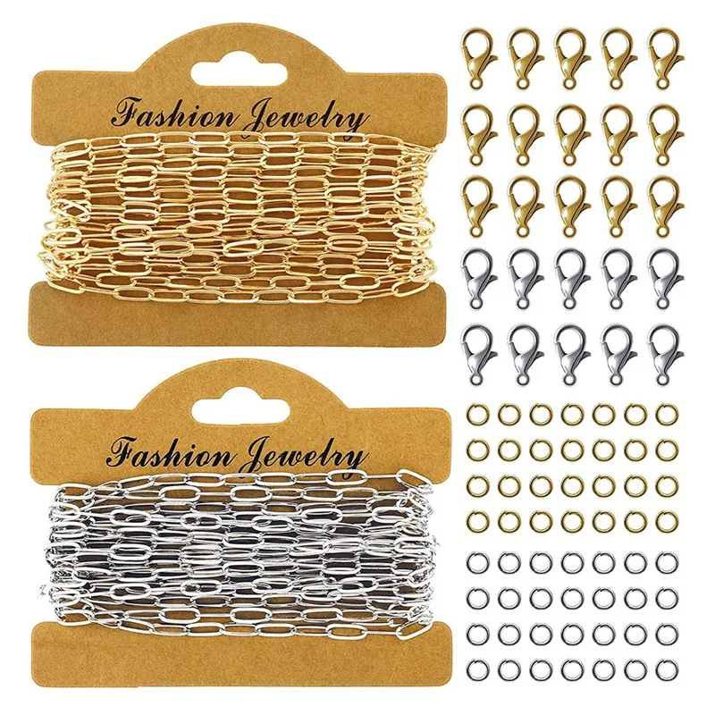 Набор цепочек для изготовления ювелирных изделий, цепочка с овальными звеньями 20 футов, открытые соединительные кольца 242 шт., застежки-карабины 40 шт. для поделок своими руками, 200 шт. 
Набор цепочек для изготовления ювелирных изделий, цепочка с овальными звеньями 20 футов, открытые соединительные кольца 242 шт., застежки-карабины 40 шт. для поделок своими руками, 200 шт.
