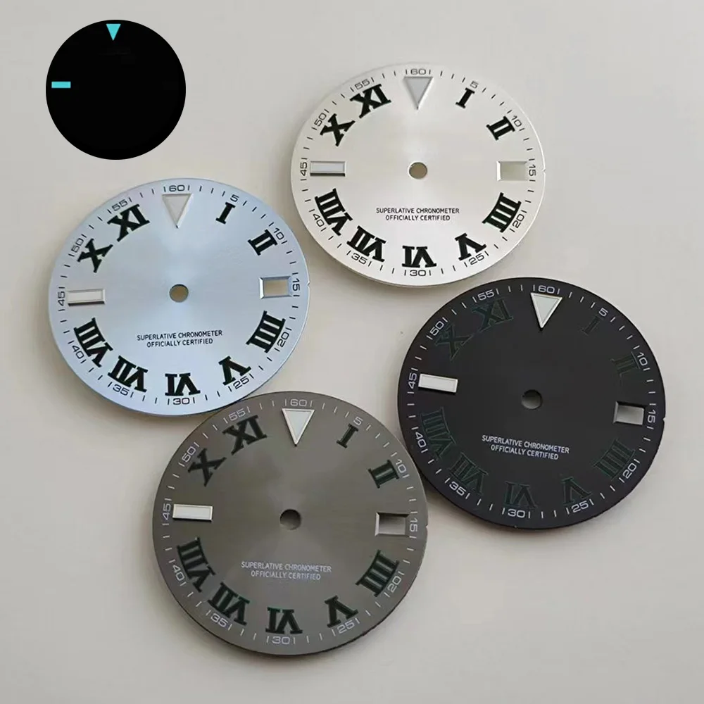 28.5mm NH35 dial Watch dial Roman dial Ice blue luminous dial Suitable for NH35/36 movement watch accessories Watch repair tool
28.5mm NH35 dial Watch dial Roman dial Ice blue luminous dial Suitable for NH35/36 movement watch accessories Watch repair tool