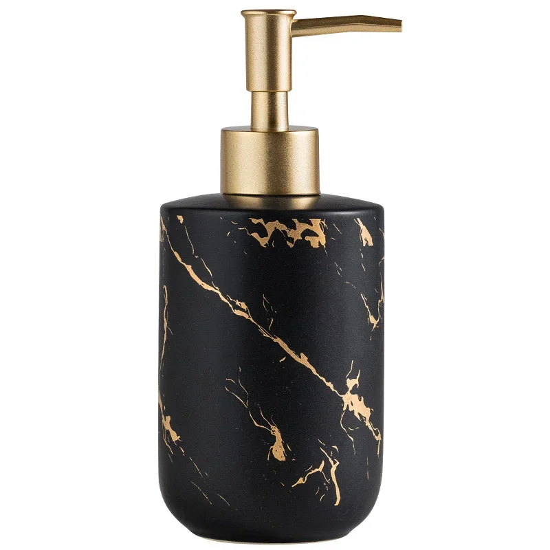 

Dish Dispenser Marble Organizer Accessories With Holder Lotion Toothbrush Bathroom Gold Set Black Home Tumbler Soap