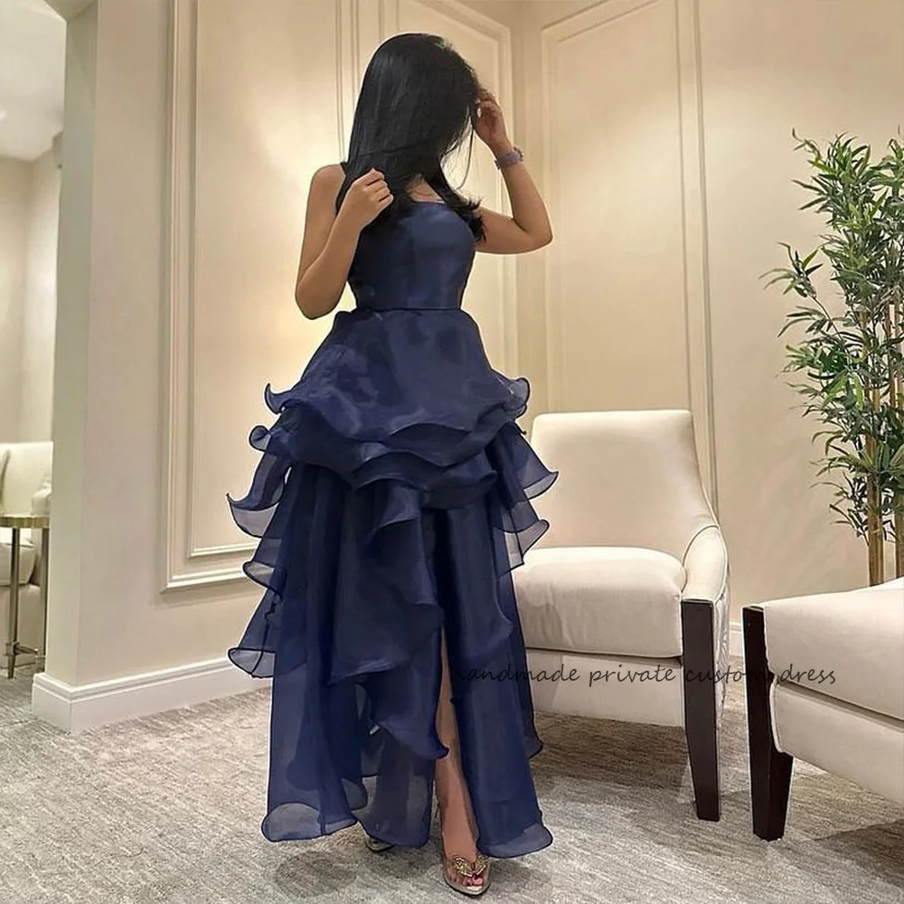 Navy Blue Organza A Line Prom Party Dresses Tiered Ruched Front Split Dubai Evening Dress Floor Length Women Formal Gowns
Navy Blue Organza A Line Prom Party Dresses Tiered Ruched Front Split Dubai Evening Dress Floor Length Women Formal Gowns
