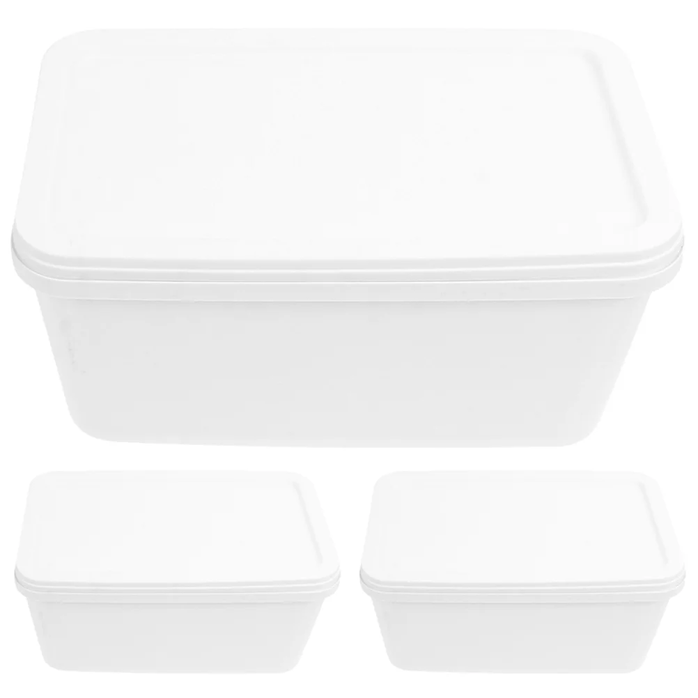 

3 Pcs Ice Cream Box Container for Freezer Reusable Storage Keeper Yogurt Containers with Lids Fruit Kitchen