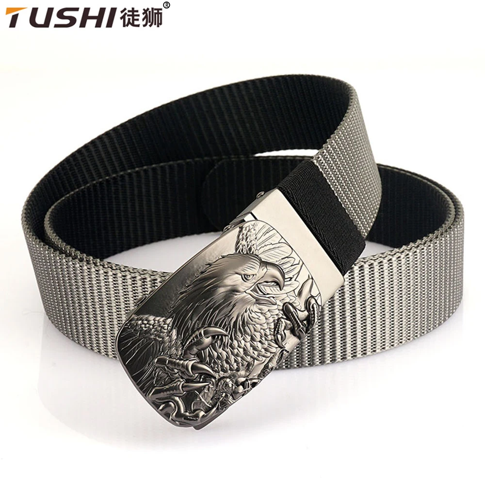 

TUSHI Nylon Automatic Buckle for Men Belt Outdoor Tooling Jeans Solid Color Canvas Waistband High Quality Casual Tactical Belt