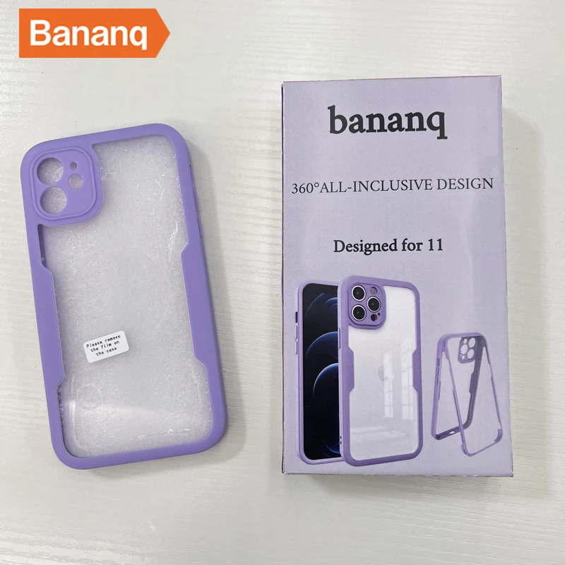 

Bananq 360 Full Body Front Back Clear Case For iPhone 14 13 Mini 12 11 Pro XS Max X XR 7 8 Plus SE2 Shockproof Phone Cover