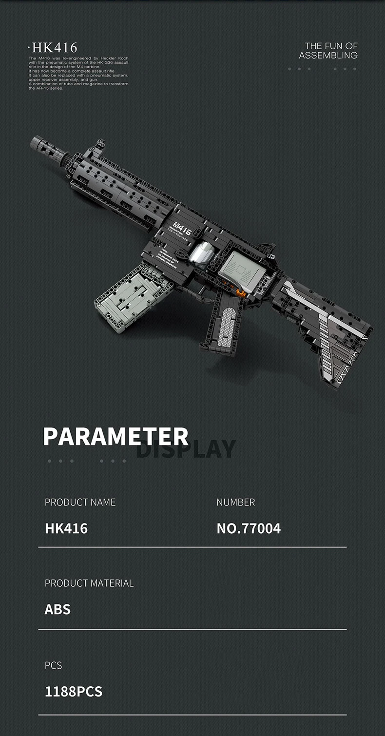 1188PCS M416 Rifle Building Block Model City Police Military Weapon Series Gun Puzzle Assembly Bricks Toys For Boy Child Gift 1188PCS M416 Rifle Building Block Model City Police Military Weapon Series Gun Puzzle Assembly Bricks Toys For Boy Child Gift