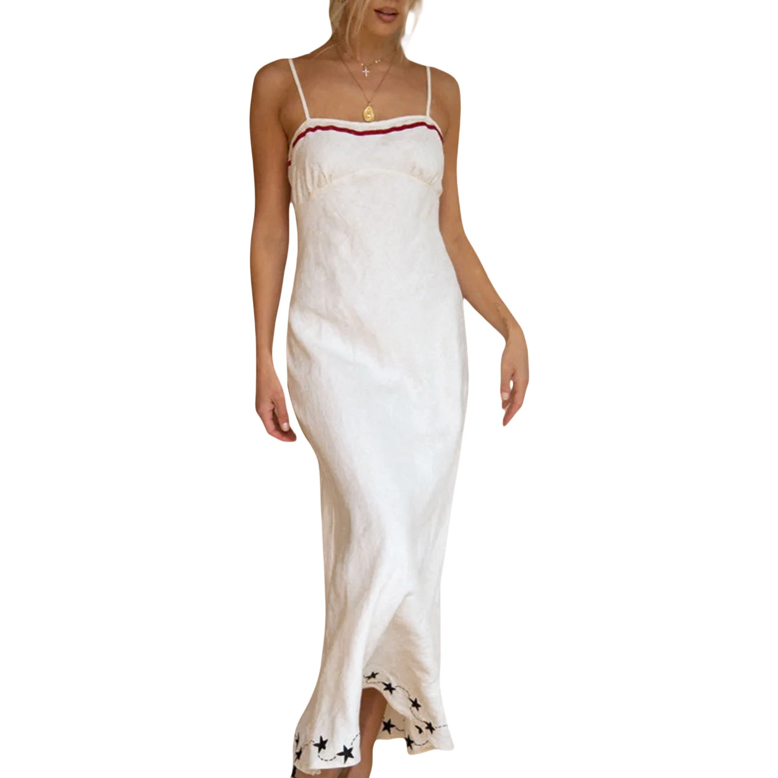 Women Spaghetti Strap Long Dress Star Print Sleeveless A-line Party Dress for Cocktail Nightclub Beach
Women Spaghetti Strap Long Dress Star Print Sleeveless A-line Party Dress for Cocktail Nightclub Beach