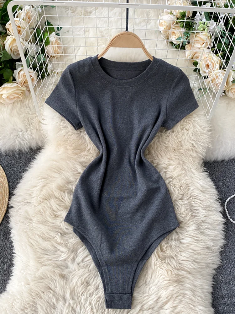 Black/Gray/Red Knit Jumper Women Elegant Round Neck Short Sleeve High Waist Bodycon Playsuit Casual Slim Jumpsuit Spring Summer
Black/Gray/Red Knit Jumper Women Elegant Round Neck Short Sleeve High Waist Bodycon Playsuit Casual Slim Jumpsuit Spring Summer