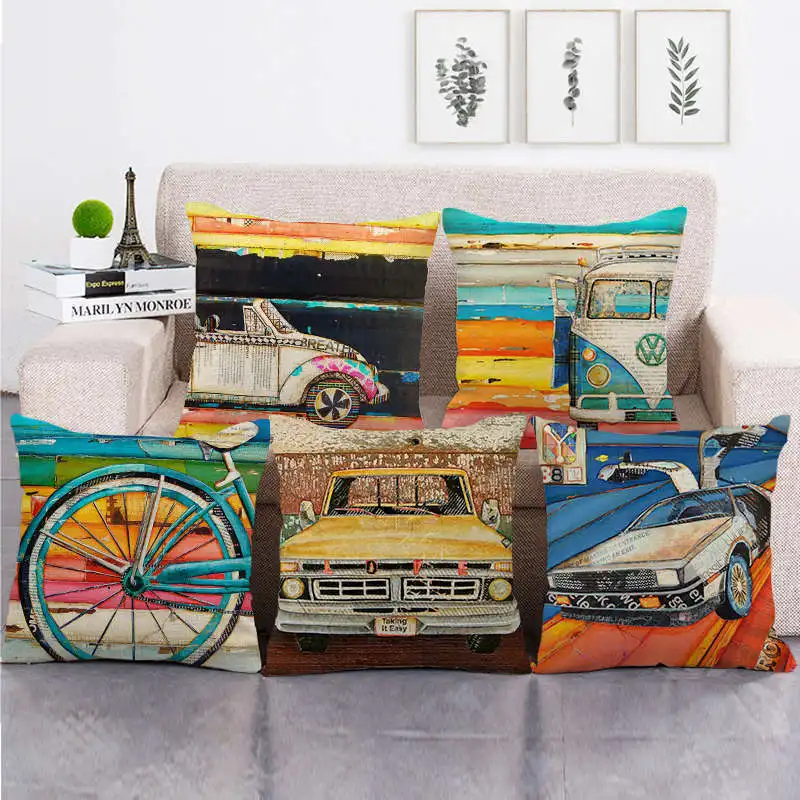 Colorful Car Pillow Case Vintage Oil Painting Linen Pillowcasefor Pillow Bedroom Living Room Sofa Home Decoration 45x45 Cm
Colorful Car Pillow Case Vintage Oil Painting Linen Pillowcasefor Pillow Bedroom Living Room Sofa Home Decoration 45x45 Cm