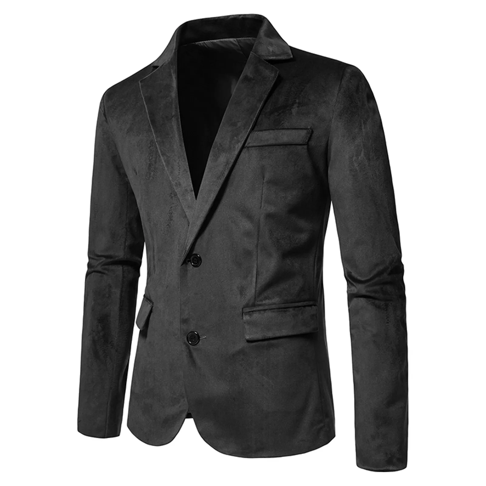 

Men's European And American V Neck Single Two Button Suit Coats Turndown Collar Solid Color Slim Fit Casual Blazers Jackets