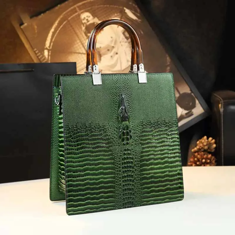 

Genuine Leather Women Handbags Brand Mom Tote Bag Crocodile Pattern Luxury Fashion Shoulder Messenger Bag Trend Vertical Bags