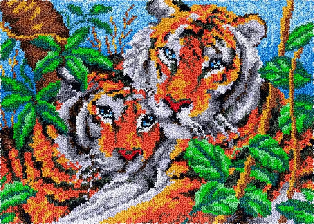 

Carpet embroidery with Pre-print pattern Tiger Latch hook rug kits for Adults Tapestry kit Crafts for adults diy Bag Handcrafts