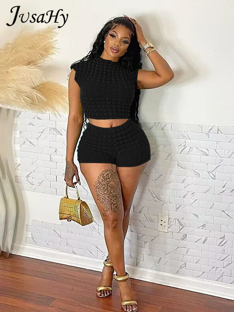 JuSaHy Solid Women's Turtleneck Two Pieces Sets Short Sleeves Crop Top+High Waist Shorts Matching Outfits Casual High Streetwear
JuSaHy Solid Women's Turtleneck Two Pieces Sets Short Sleeves Crop Top+High Waist Shorts Matching Outfits Casual High Streetwear