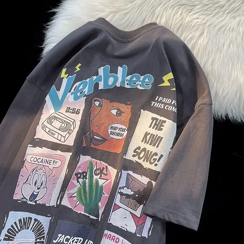 American retro cartoon high street hiphop hip-hop printed cotton short-sleeved t-shirt men loose niche trend ins couple y2k tops
American retro cartoon high street hiphop hip-hop printed cotton short-sleeved t-shirt men loose niche trend ins couple y2k tops