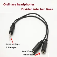 

Headphone splitter 3.5mm split into two Audio Line Double headphone adapter Conversion sharing line