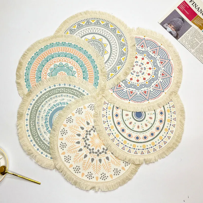 2pcsBohemian style round woven placemat non slip cutlery bowl mat kitchen insulated anti scald mat round tassel coaster
2pcsBohemian style round woven placemat non slip cutlery bowl mat kitchen insulated anti scald mat round tassel coaster