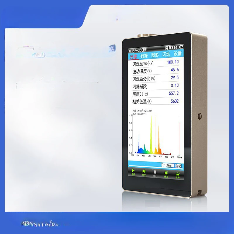 Flicker tester, color temperature illuminance, classroom lamps, blue light strobe display, finger tester OHSP350BF
Flicker tester, color temperature illuminance, classroom lamps, blue light strobe display, finger tester OHSP350BF