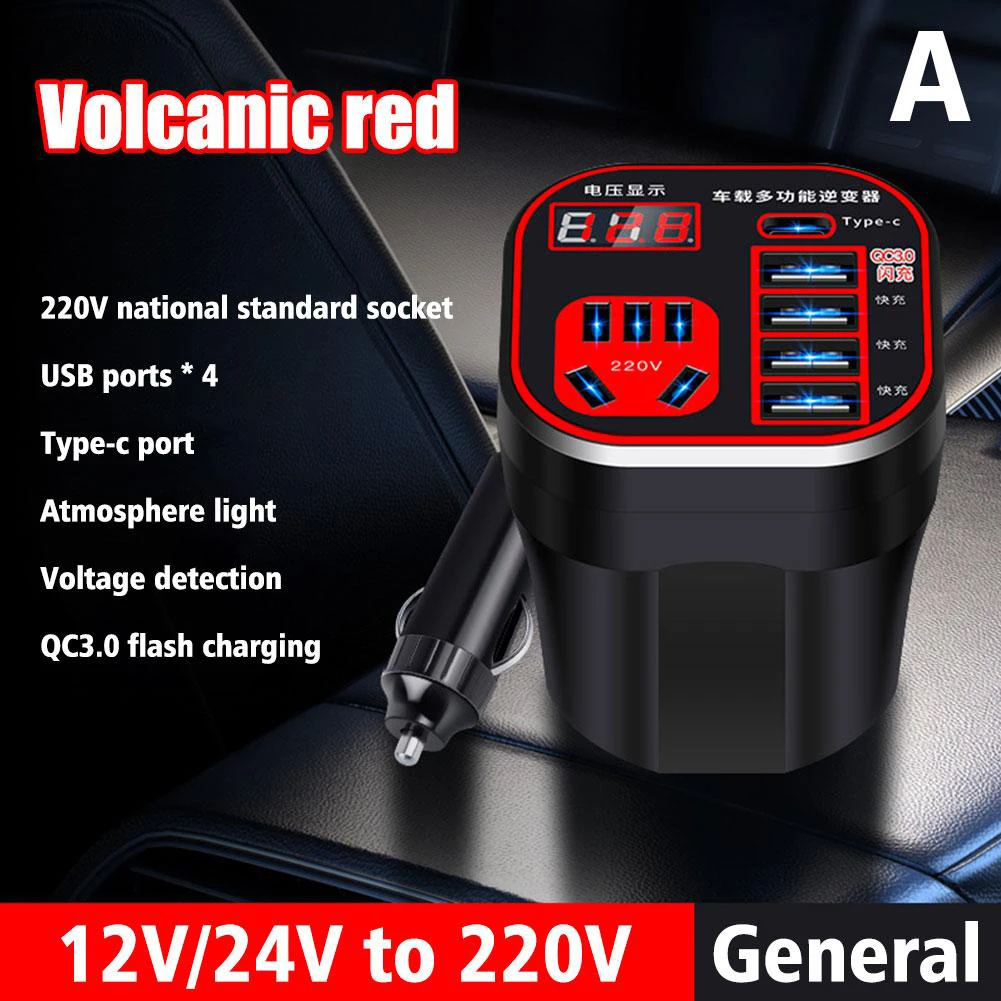 Car Power Inverter 12V/24V TO DC110V-220V Voltage Converter 4USB Ports Charger Socket SUPPORT USB 3.0 CHARGING PORT FASTENER
Car Power Inverter 12V/24V TO DC110V-220V Voltage Converter 4USB Ports Charger Socket SUPPORT USB 3.0 CHARGING PORT FASTENER