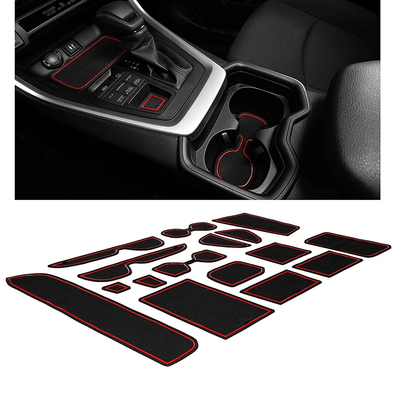 

5SET For RAV4 Accessories 2019-2022 Premium Custom Interior Non-Slip Anti Dust Cup Holder Inserts Center Console Liner Mats