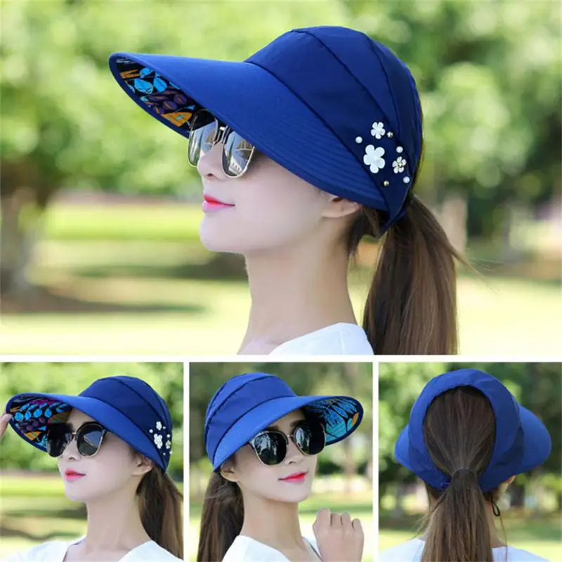 

2023 Women Sunshade Hat Wide Brim Foldable SunHat Outdoor UV-anti Travel Beach Cap Soft Portable 2sides Bucket Cap