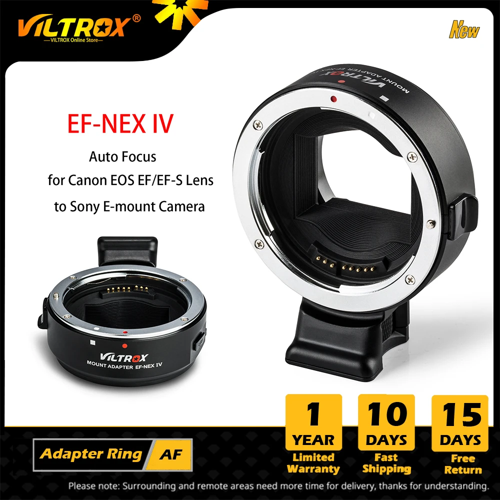 

Viltrox EF-NEX IV Auto Focus Lens Mount Adapter ring Full Frame for Canon EOS EF/EF-S Lens for Sony E-mount Camera A9 AII7 A6500