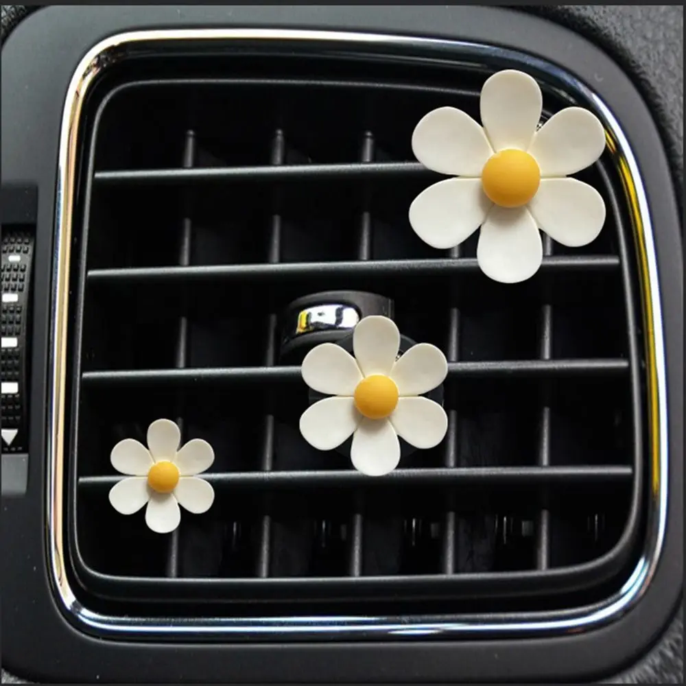 

3Pcs/Set Candy-colored Car Perfume Decorative Clip Alloy Car Air Conditioning Outlet Clip New Daisy Scented Holder for Car Home