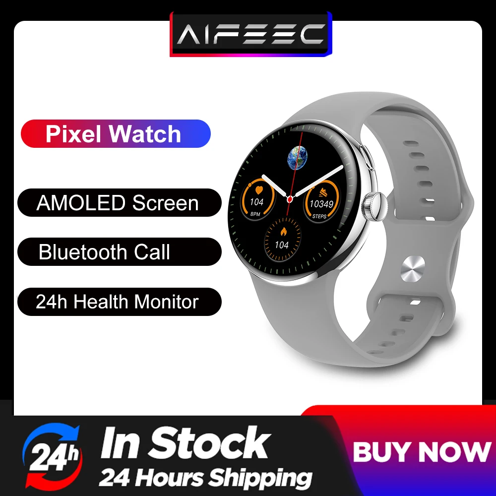 

2023 Pixel Smart Watch Men Bluetooth Call 1.3inch AMOLED Screen 24h Blood Oxygen Heart Rate Monitor IP68 Sports Smartwatch Women