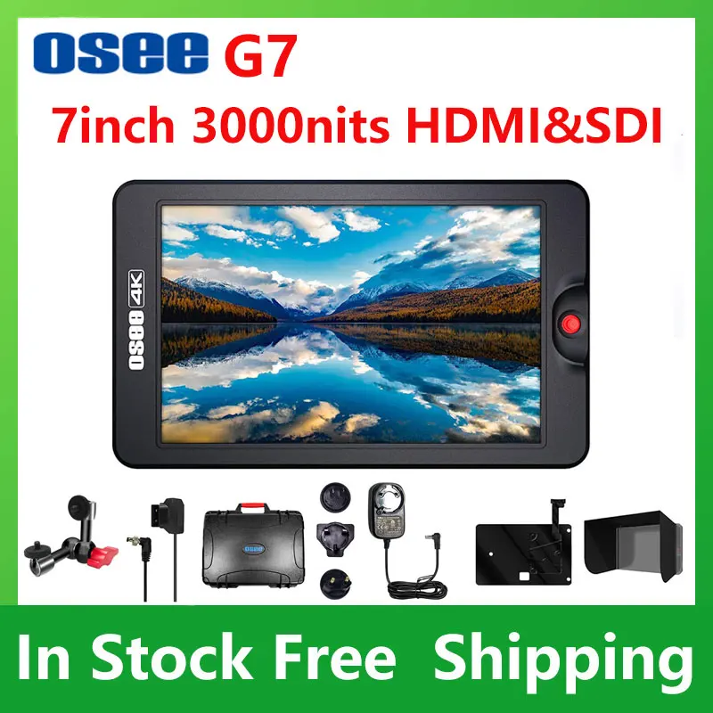 OSEE G7 Monitor 7 Inch Ultra-Bright 3000 Nits DSLR Camera Field HDR Monitor 1920×1200 Full HD 3G SDI 4K HDMI in&Out
OSEE G7 Monitor 7 Inch Ultra-Bright 3000 Nits DSLR Camera Field HDR Monitor 1920×1200 Full HD 3G SDI 4K HDMI in&Out
