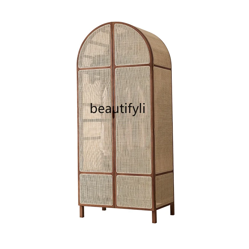 Solid Wood Rattan Wardrobe Storage Cabinet Small Apartment Retro Arch Dome Vertical Hinged Door Storage Wardrobe
Solid Wood Rattan Wardrobe Storage Cabinet Small Apartment Retro Arch Dome Vertical Hinged Door Storage Wardrobe