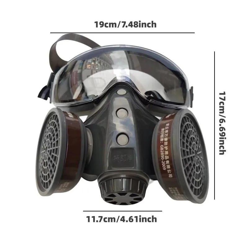 

Reusable Respirator Anti-Toxic Gas Dust Mask With Goggles Integrated Face covering Painting Pesticide Respirator Chemistry
