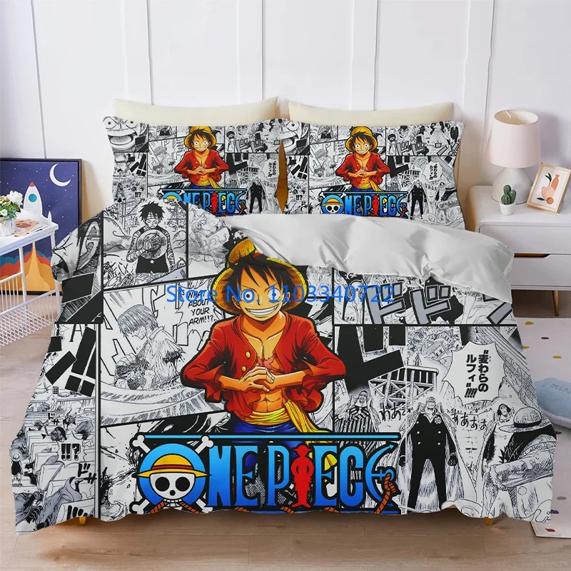 

One Piece Bedding Set Quilt Cover Luffy Cartoon Anime Game Duvet Cover Bedclothes Children Kids Bedroom Twin Single King Size